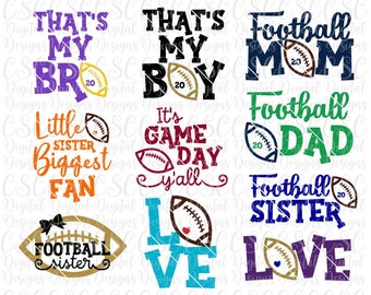 Football SVG Bundle, Football Mom svg, Football Sister svg, FootballDad svg, That's My Bro, Commercial Use, Digital File, Football Designs