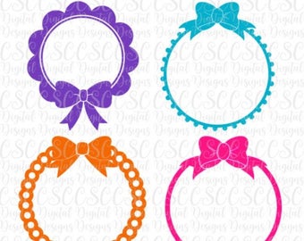 Bow Monogram Frames SVG, Monogram Frame Clipart, Monogram Frame Cut Files, Frame Set,  Digital File, svg, png,  Buy 3 Get 30% Off