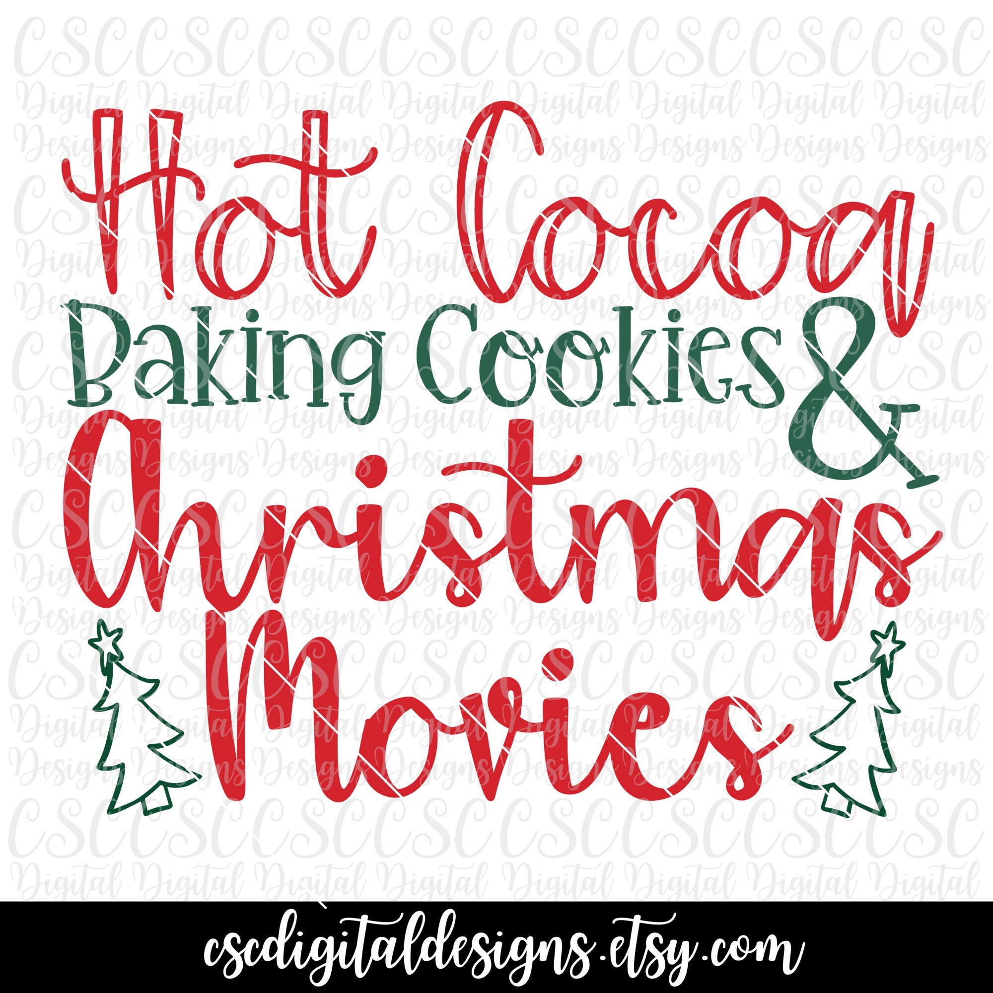 Christmas SVG Hot Cocoa Baking Cookies & Christmas Movies - Etsy