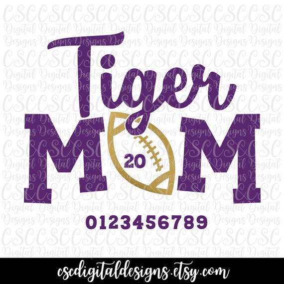 Tiger Football Mom SVG Personalized Number svg Tiger Mom Cut | Etsy
