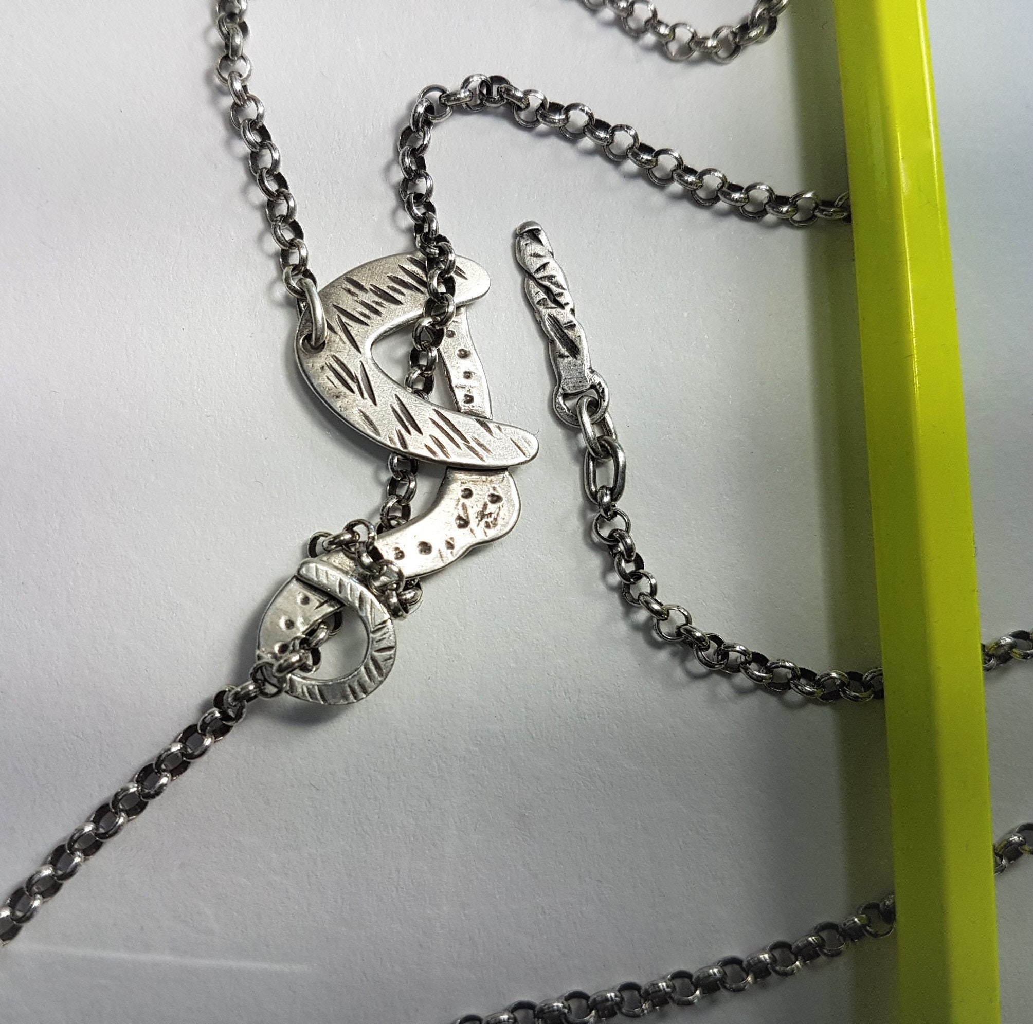 lariat necklace long statement necklace, sterling silver Y necklace