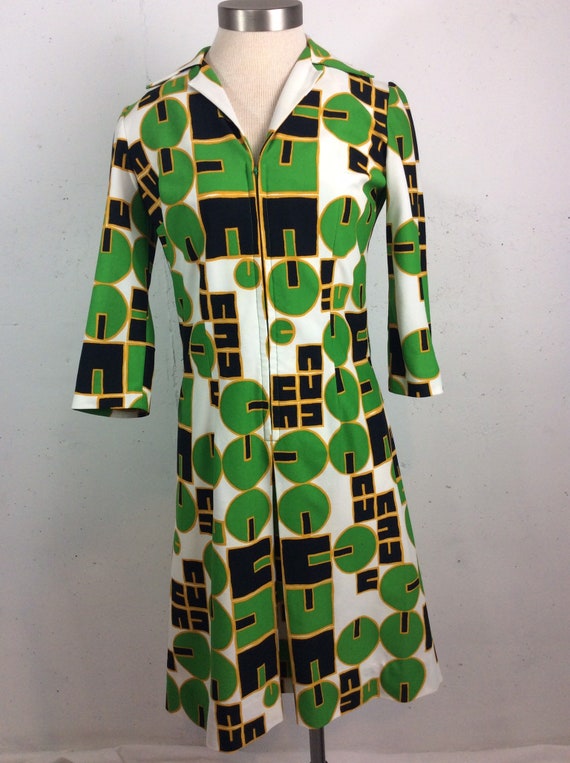 Soper Mod Figure Flattering Geometric Vintage Dres
