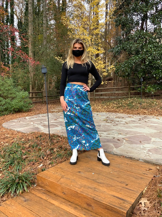 Vintage Mod High Waisted Maxi Skirt Hand Made 1970