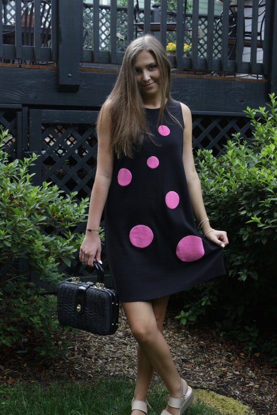 Mod Polka Dot Vintage Cotton Dress by Richard Size