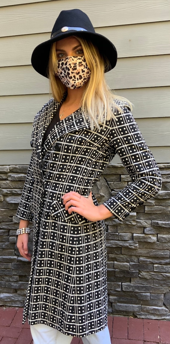 Vintage 1950s Coat by Carlye Black and White Domin