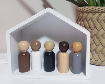 Neutral color peg dolls / Montessori toy / Waldorf