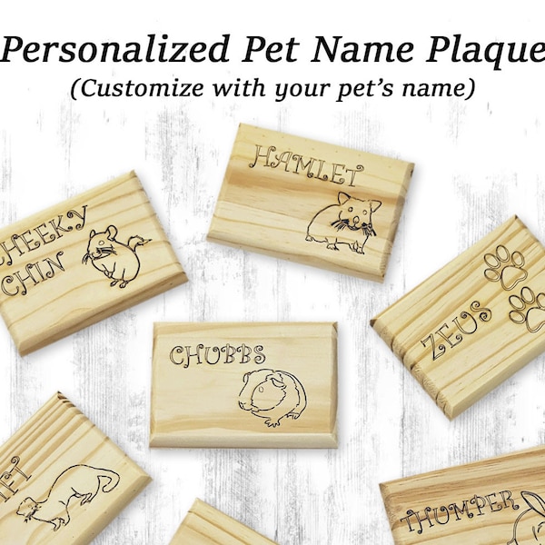 Personalized Wooden Pet Name Plaque for Cage or Kennel Small Animal Cat Dog Bird