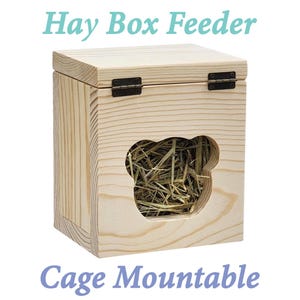Hanging Hay Feeder Box Single Hole for Small Pets Kiln Dried Pine