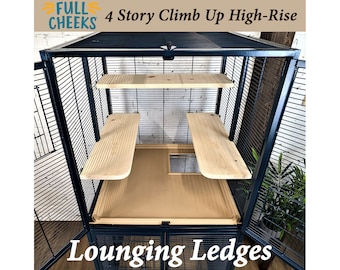 Set of 3 Lounging Ledges for Full Cheeks 4 Story Climb Up High Rise Chinchilla Cage