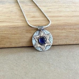 Two Tone Star Of David Necklace , Jewish Jewelry ,  Magen David Pendant , Goldfield Dvid Star