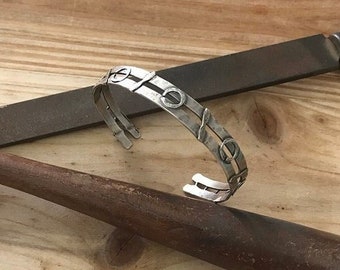 Mens Rustic Bracelet , Hammered Silver Cuff , Handmade Bracelet , Oxidized Men's Bangle ,  Sterling Siler Unique Cuff