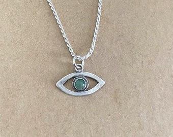 Silver Eye Necklace , Third Eye Necklace , Eye Pendant , Protection Necklace , Evil Eye Jewel