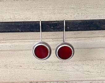 Carnelian Earrings, Earrings With Red Stone , Classic Design Earrings  , Gems  Earrings , Red Carnelian Stone , July Birthstone