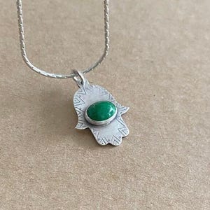 Eilat Stone Hand , Hamsa With Eilat Stone , Amulet Jewel , Silver Handmade Hamsa Pendant , Modern  Unisex Hamsa