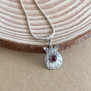 Silver Pomegranate Necklace , Small Pomegranate Pendant , Rosh Hashana Jewel , Judaica Jewelry