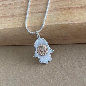 Hamsa Pendant In a Vintage Style , Silver and Goldfield Hamsa , Fatima Hand Necklace , Evil Eye Protection Jewel