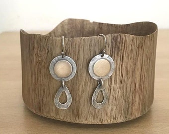 mixed metal rustic earrings, Silver and Goldfield earrings, silver rustic earrings, rustic artisan earrings