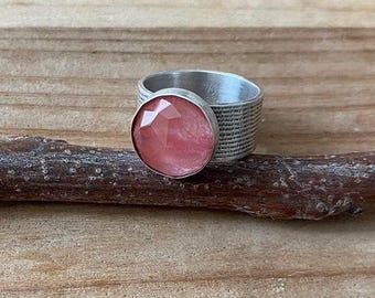 Oxidized Sterling Silver Rose Quartz Statement Ring
