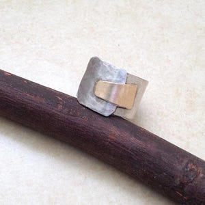 Statement Ring - Sterling Silver & Goldfield - Geometric Jewelry