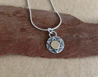 Mixed Metal David Star , Star Of David Sterling Silver , Silver And Goldfield Star , Jewish Star Necklace , Unisex Star Of David