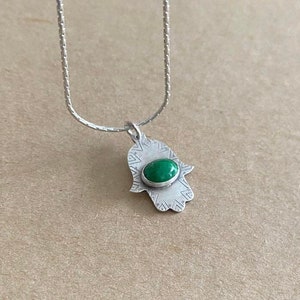 Eilat Stone Hand , Hamsa With Eilat Stone , Amulet Jewel , Silver Handmade Hamsa Pendant , Modern  Unisex Hamsa