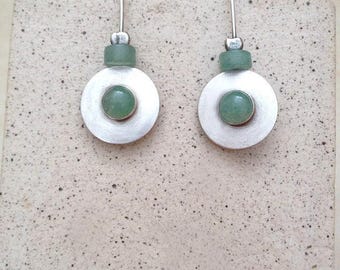 Aventurine  Earrings , Handmade Gems Earrings , Silver Earrings , Green Stone Earrings , Natural Stone Jewelry