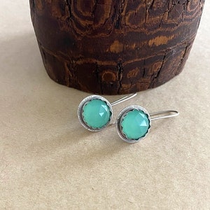 Aquamarine Earrings , Mint color earrings , Sterling silver Clasic earrings , Aquamarine Jewelry, March Birthstone image 1