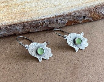 Orecchini pendenti vintage in argento sterling con la mano di Fatima Hamsa - Italia