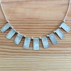 Handmade Fan Necklace , Sterling Silver Statement Necklace , Mix Metal  Necklace , christmas gift