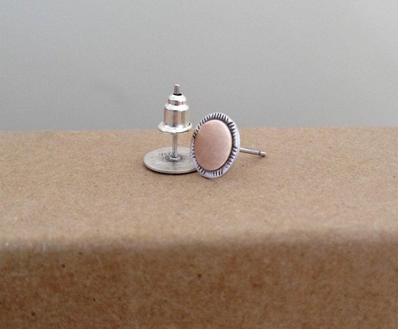 Mixed Metal Stud Earrings: Sterling Silver & Goldfilled Posts image 1