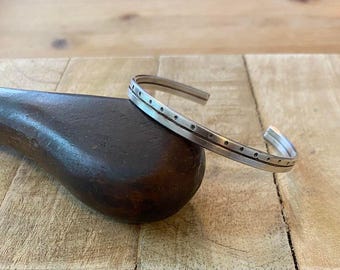 Oxidized Narrow Cuff Bracelet, Open Solid Silver Bangle, 925 Silver Mens Bracelet, Thick Silver Bangle, Gift For Man