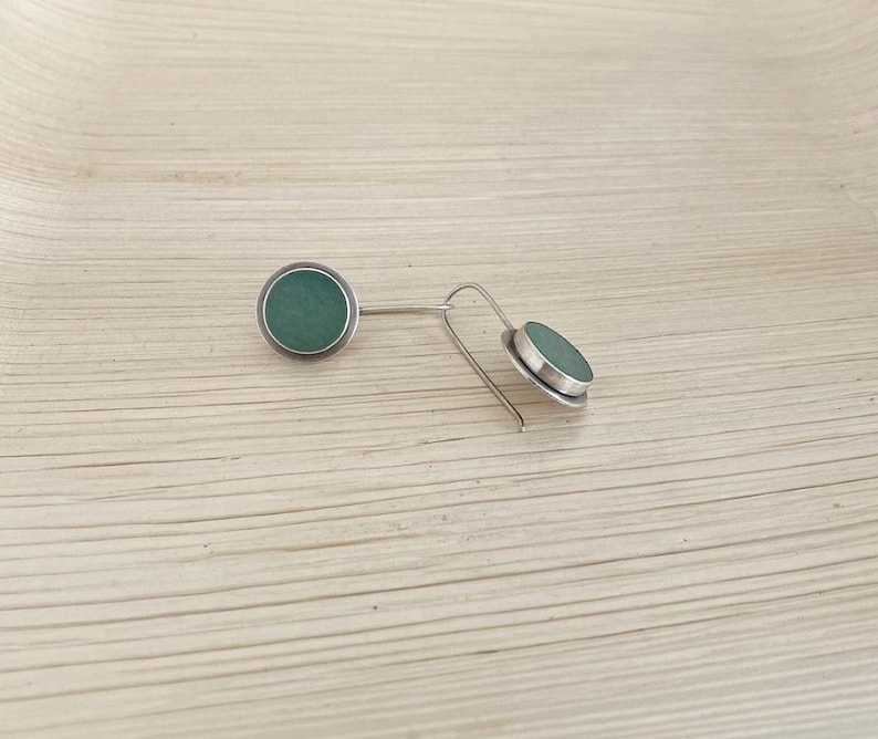 Orecchini in argento sterling con pietra avventurina, orecchini in avventurina, gioiello in pietra verde, orecchini in argento fatti a mano immagine 5