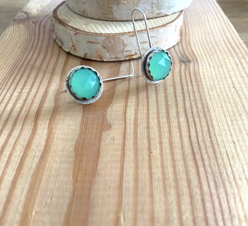 Aquamarine Earrings , Mint color earrings , Sterling silver Clasic earrings , Aquamarine Jewelry, March Birthstone image 3