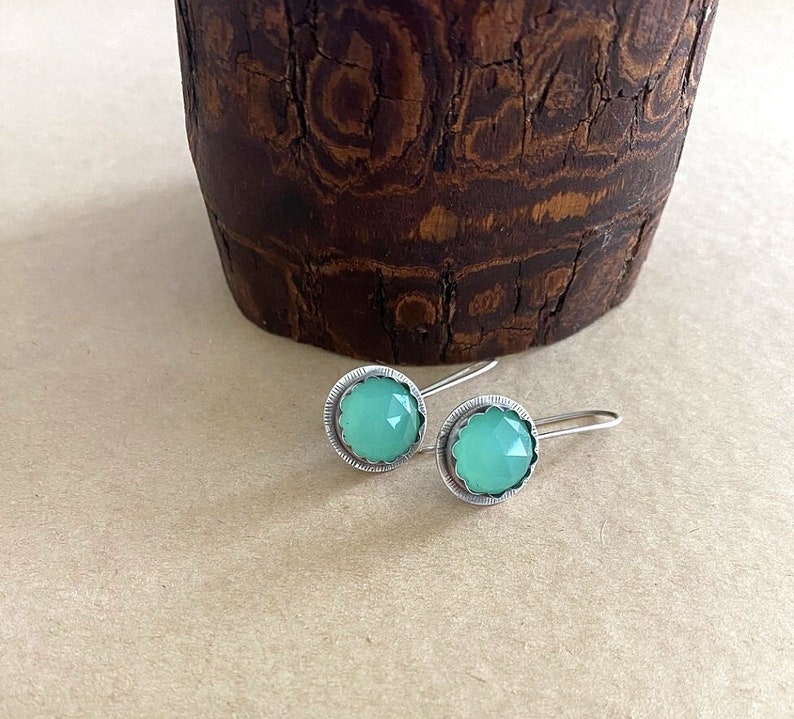 Aquamarine Earrings , Mint color earrings , Sterling silver Clasic earrings , Aquamarine Jewelry, March Birthstone image 1