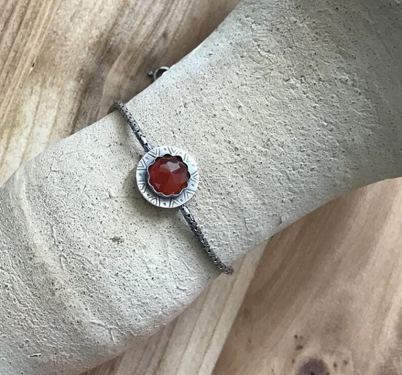 Silver oxidized jewel Rustic Carnelian Bracelet Woman Silver Bracelets