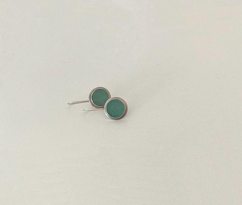 Orecchini in argento sterling con pietra avventurina, orecchini in avventurina, gioiello in pietra verde, orecchini in argento fatti a mano immagine 2