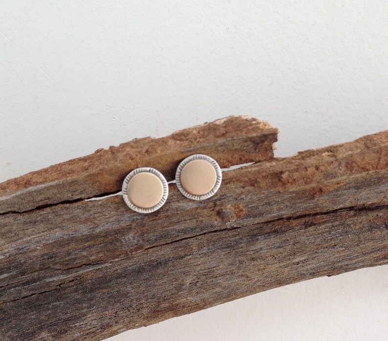 Mixed Metal Stud Earrings: Sterling Silver & Goldfilled Posts image 2