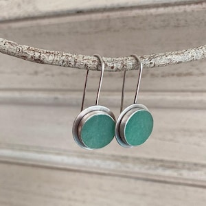 Orecchini in argento sterling con pietra avventurina, orecchini in avventurina, gioiello in pietra verde, orecchini in argento fatti a mano immagine 1