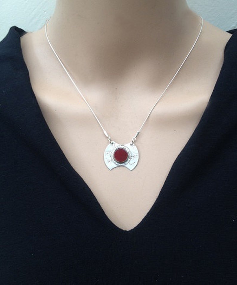 Carnelian Pendant Red Stone Pendant Handmade Silver Pendant Carnelian Jewelry