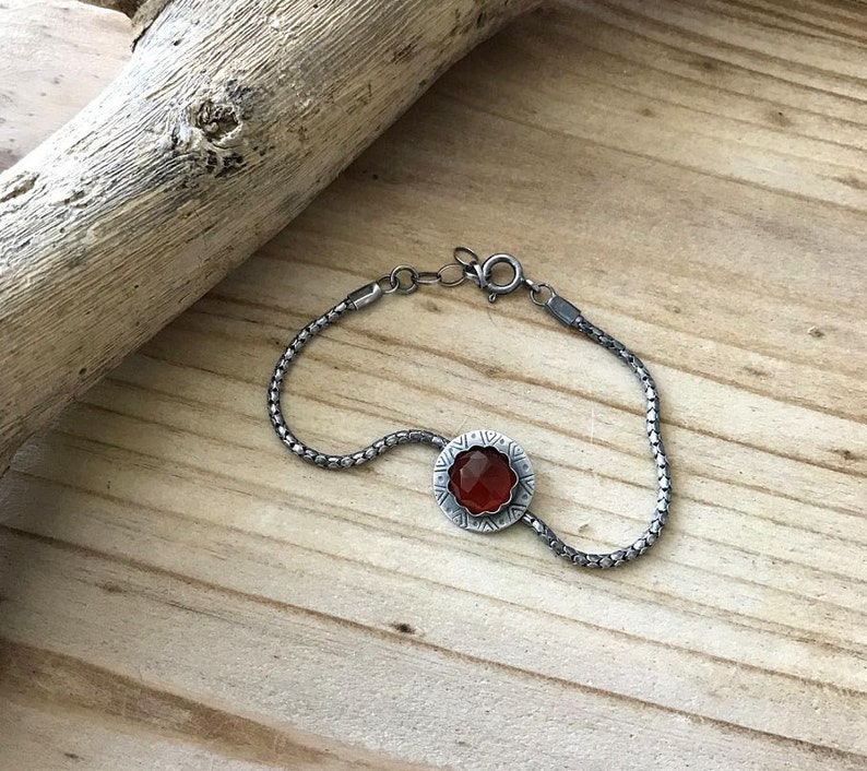 Silver oxidized jewel Rustic Carnelian Bracelet Woman Silver Bracelets