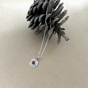 Sterling Silver Geometric Pendant with Red Coral Stone , Handmade Boho Pendant image 6