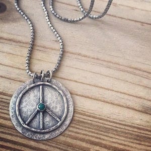 Sterling Silver Peace Necklace, Peace Retro Pendant, Peace Sign Necklace, Peace Jewelry