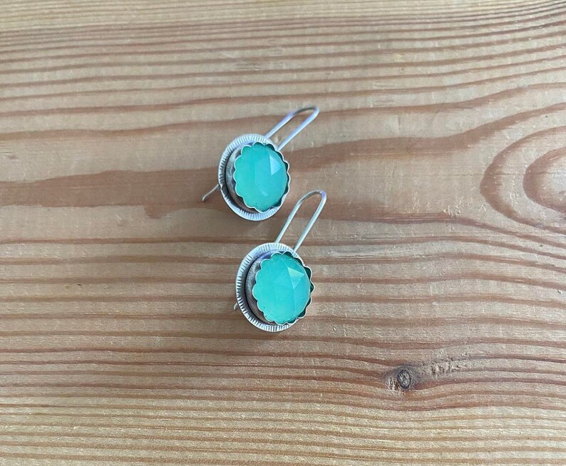 Aquamarine Earrings , Mint color earrings , Sterling silver Clasic earrings , Aquamarine Jewelry, March Birthstone image 4