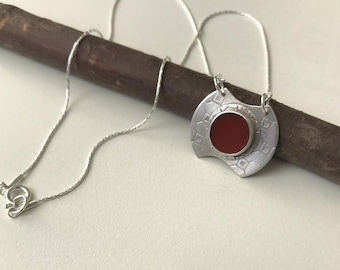 Carnelian Pendant,  Handmade Silver Pendant , Red Stone Pendant , Carnelian Jewelry