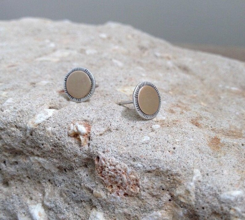 Mixed Metal Stud Earrings: Sterling Silver & Goldfilled Posts image 4
