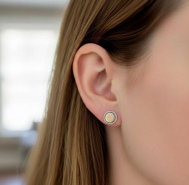 Mixed Metal Stud Earrings: Sterling Silver & Goldfilled Posts image 3