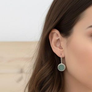Orecchini in argento sterling con pietra avventurina, orecchini in avventurina, gioiello in pietra verde, orecchini in argento fatti a mano immagine 3
