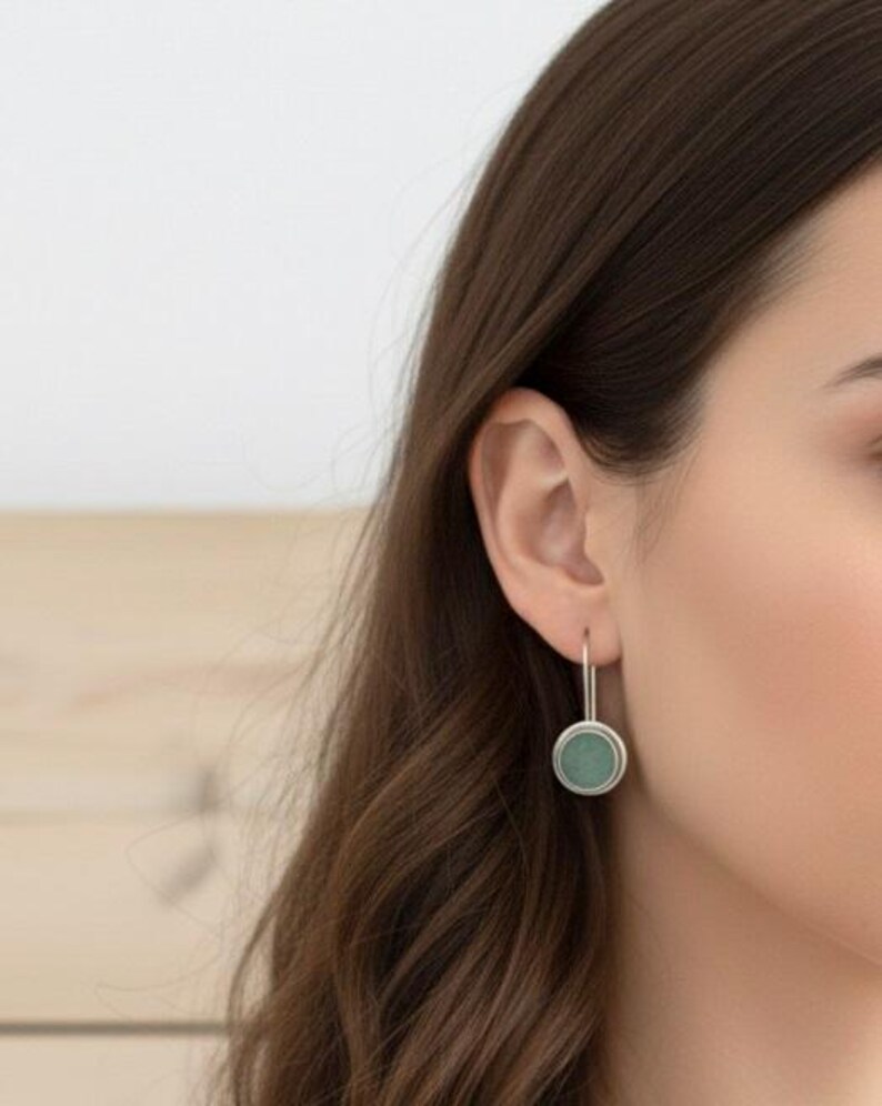 Orecchini in argento sterling con pietra avventurina, orecchini in avventurina, gioiello in pietra verde, orecchini in argento fatti a mano immagine 3