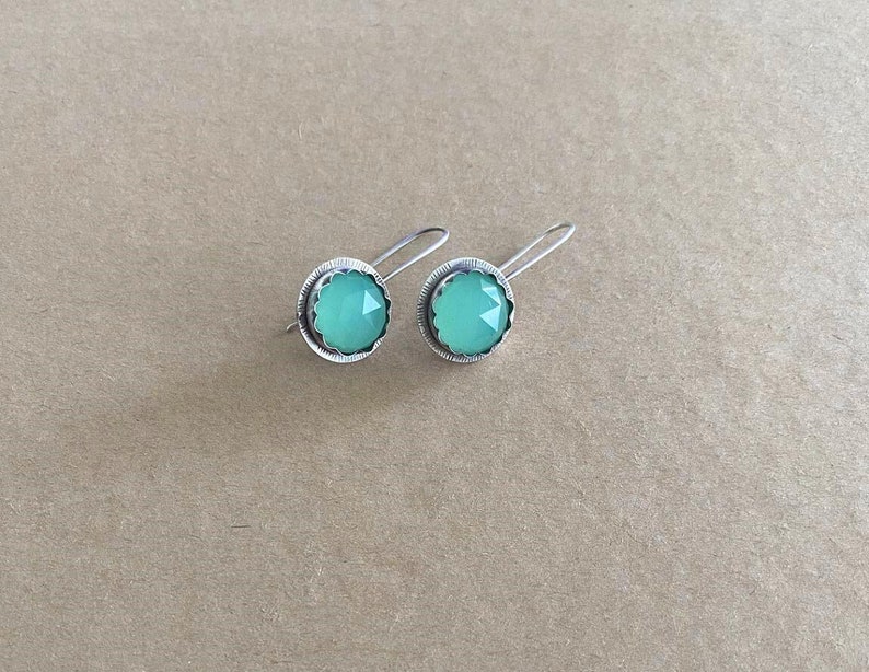 Aquamarine Earrings , Mint color earrings , Sterling silver Clasic earrings , Aquamarine Jewelry, March Birthstone image 2