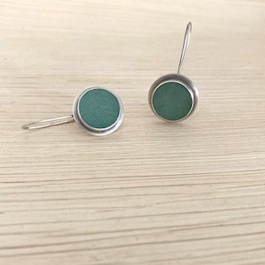 Orecchini in argento sterling con pietra avventurina, orecchini in avventurina, gioiello in pietra verde, orecchini in argento fatti a mano immagine 4